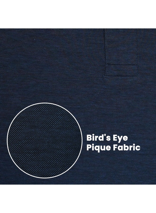 Peter England Peter England Men's Premium Branded Regular Fit Half Sleeve Polo T-Shirt with Pocket | Cotton Rich | Birds Eye Interlock Weave Navy - Image 5