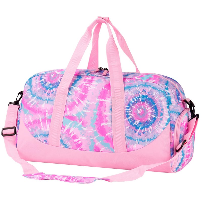 Choco Mocha Kids Duffle Bag Girls - Tie Dye Overnight Bags for Girl Ages 9-12, Pastel Pink - Image 5