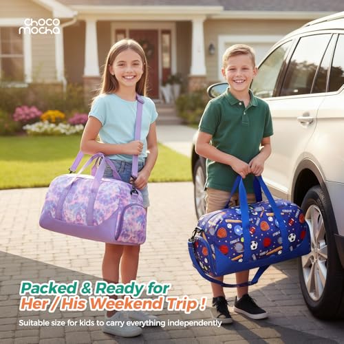 Choco Mocha Kids Duffle Bag Girls - Tie Dye Overnight Bags for Girl Ages 9-12, Pastel Pink - Image 2