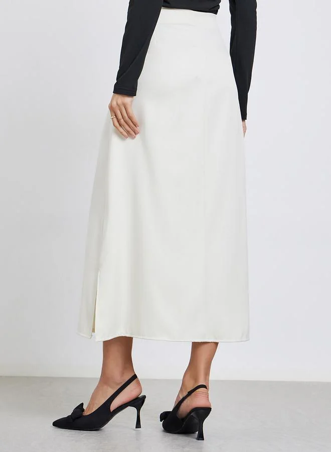 Styli  Women Cream A-Line Midi Skirt for Women | Best Price UAE