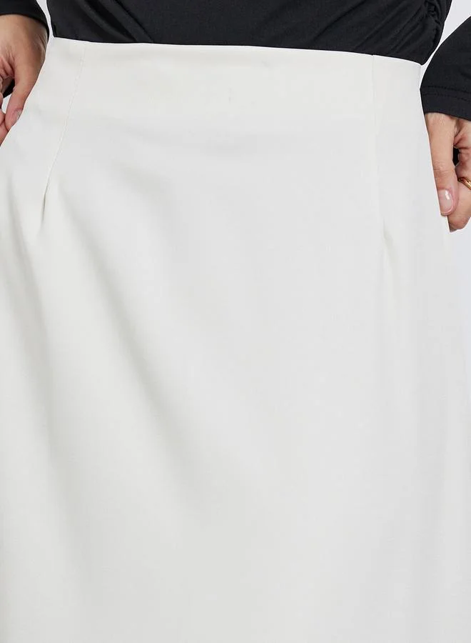 Styli  Women Cream A-Line Midi Skirt for Women | Best Price UAE