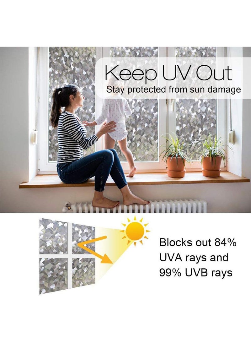 Y&D Window Film Decorative Privacy No Glue Geometric Pattern Glass Sticker For Door Home House Ofiice Heat Control Anti UV 60 x 200 cm  - Image 2