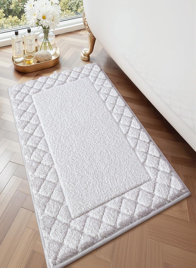 LUMI Bathroom Rugs, Ultra Soft Absorbent Bath Mat for Shower, Non Slip Washable Bath Rugs with Rubber Backing, Microfiber Plush Quick Dry Floor Mat for Bathtub, Floor, White, 17x30 - Image 1