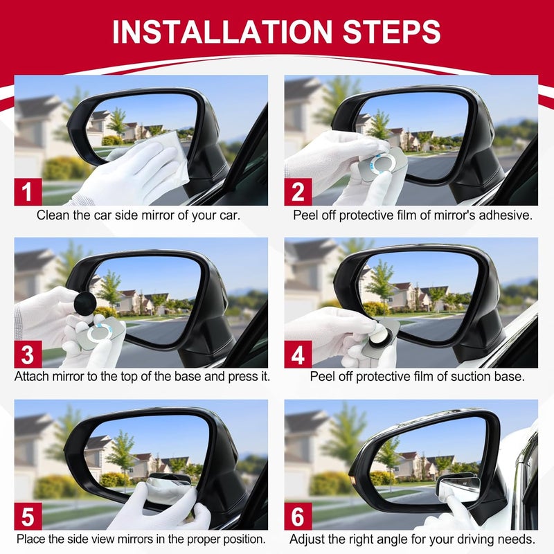 LivTee Blind Spot Mirror, Rectangle Shaped HD Glass Frameless Convex Rear View Mirror with wide angle Adjustable Stick for Cars SUV and Trucks, Pack of 2 - Image 4