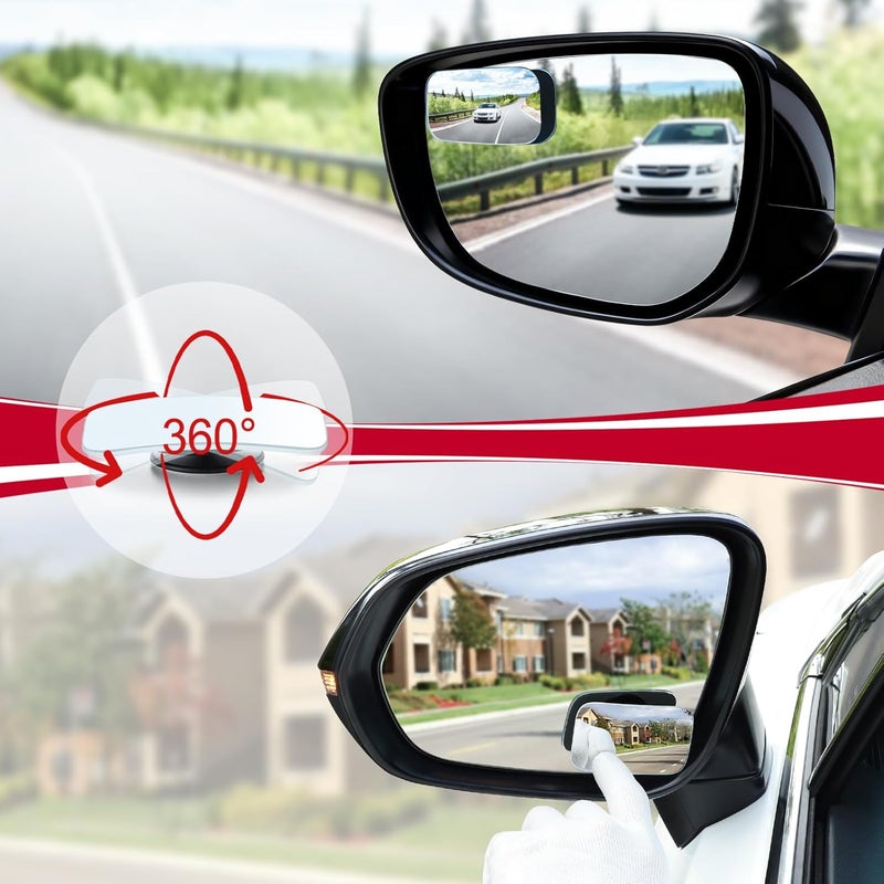 LivTee Blind Spot Mirror, Rectangle Shaped HD Glass Frameless Convex Rear View Mirror with wide angle Adjustable Stick for Cars SUV and Trucks, Pack of 2 - Image 5