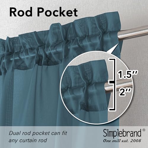 Simplebrand Dusty Blue Short Sheer Curtains 45 Inch Length for Small Windows Rod Pocket 2 Panels Set Solid Voile Drapes Window Sheer Curtains for Bedroom Bathroom Kids Room Kitchen 42x45 Inch 2pcs - Image 3