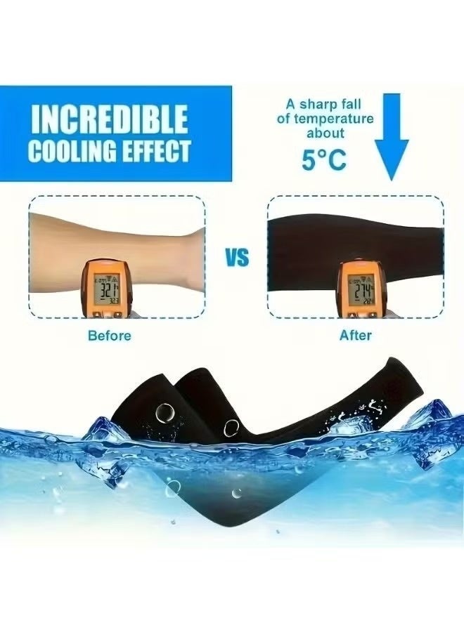 CIVORA 2 Pack UV Protection Cooling Arm Sleeves - Unisex Sunblock Sleeves for Men & Women, Breathable Long Hand Sleeves for Golf, Basketball, Driving, Hiking & Outdoor Sports (Black) - Image 5