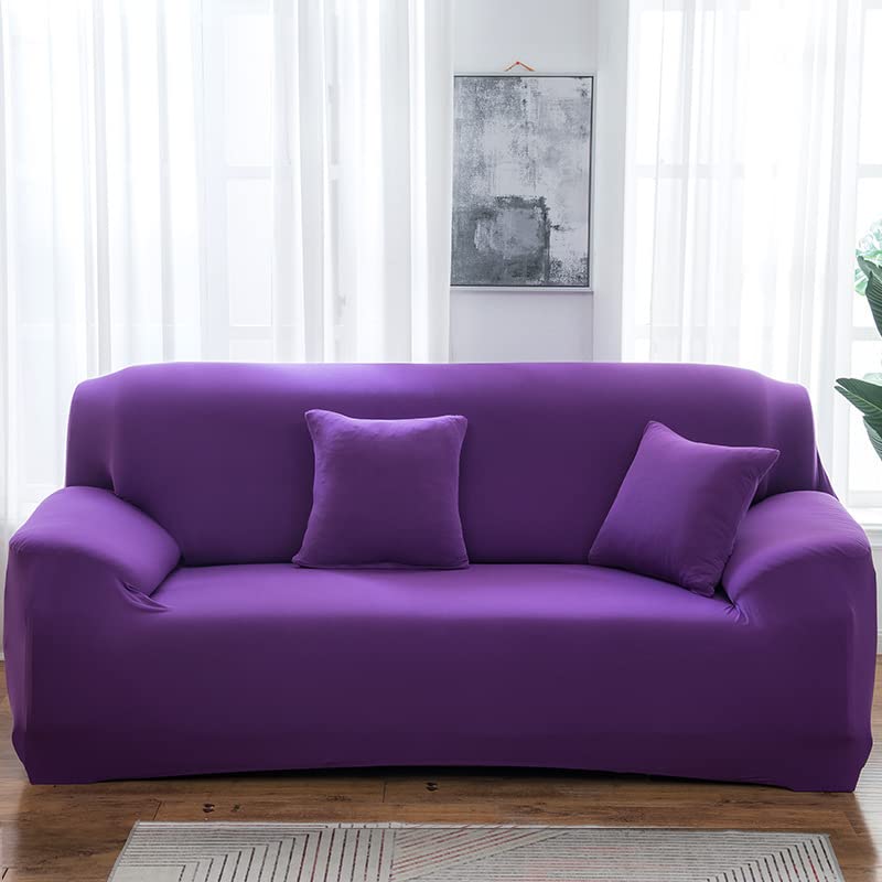 Namzi Couch Cover for Living Room, 2 Seater Stretch Furniture Protector Dust-Proof Loveseat Cover All-Inclusive Cover Furniture Protector Chair Covers for Living Room （Purple） - Image 1