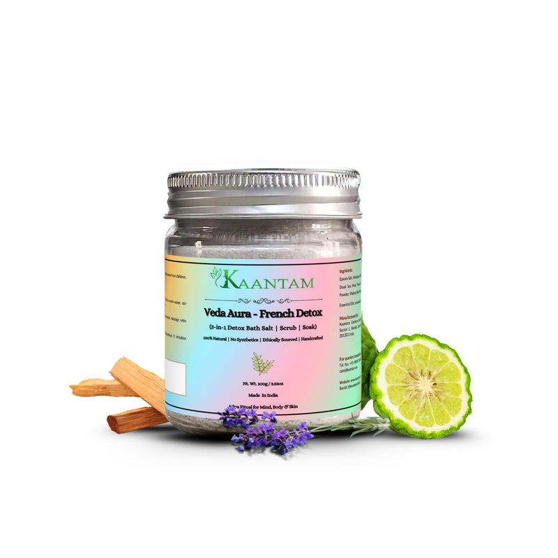 Kaantam French Detox Bath Salt | Himalayan Pink Salt & Epsom Salt with French Green Clay, Camel Milk & Lavender Oil | Natural Bath Salt for Women, Scrub, Tub & Foot Soak - Image 1