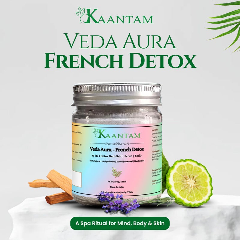 Kaantam French Detox Bath Salt | Himalayan Pink Salt & Epsom Salt with French Green Clay, Camel Milk & Lavender Oil | Natural Bath Salt for Women, Scrub, Tub & Foot Soak - Image 2