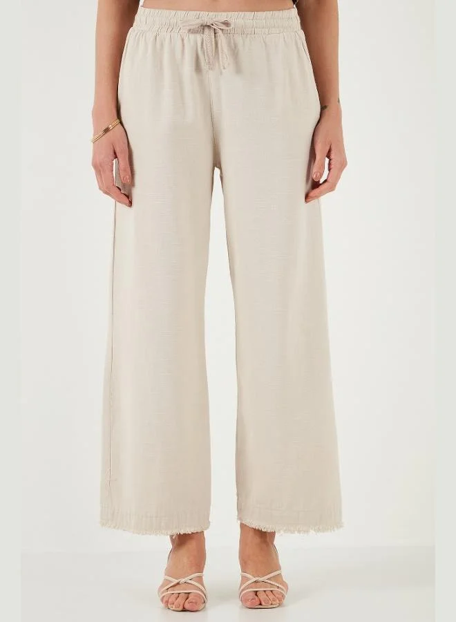 ليلا بنطلون نسائي واسع الساق بخصر عالٍ وقصة مريحة من قطن ليلا