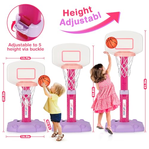LACCHOUFEE Basketball Hoop Indoor Outdoor Toys for Toddlers 13 Kids Basketball Hoop with 3 Balls Adjustable Mini Basketball Goal Christmas Birthday Sports Toys Gift for Baby Boys Girls Age 1 and Up - Image 5