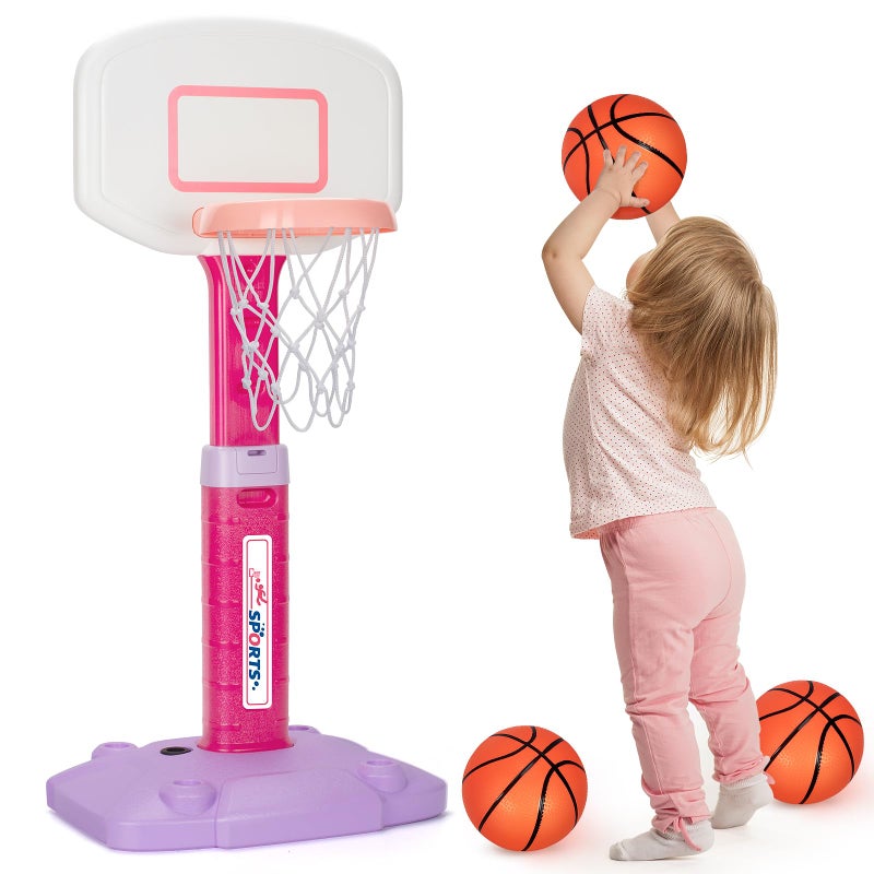 LACCHOUFEE Basketball Hoop Indoor Outdoor Toys for Toddlers 13 Kids Basketball Hoop with 3 Balls Adjustable Mini Basketball Goal Christmas Birthday Sports Toys Gift for Baby Boys Girls Age 1 and Up - Image 3