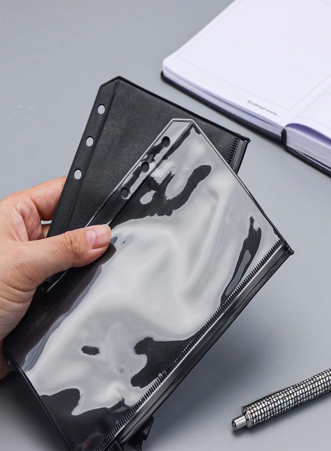 Mogoostry A6 Zipper Pockets 12pcs Clear PVC Black Background Zippered Pouches Budget Binder Filled Storage Bag - Image 3