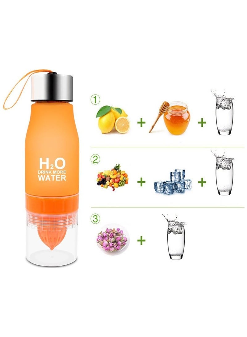 H2O Water Bottles 650ml Lemon Juice Water Bottle Fruit Infuser Drinkware Sport Shaker Cute Water Drinking Bottles BPA Free Waterbottle Sports Water Bottle - Image 4