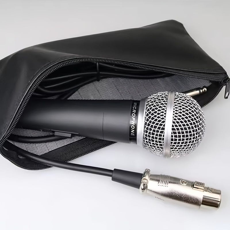 Black Faux Leather Microphone Storage Bag 2pcs for SM58 Shock Protection Zip Closure - Image 5
