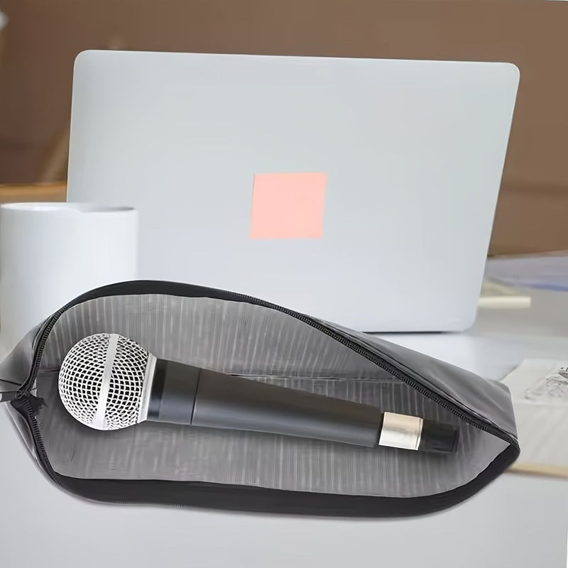 Black Faux Leather Microphone Storage Bag 2pcs for SM58 Shock Protection Zip Closure - Image 3
