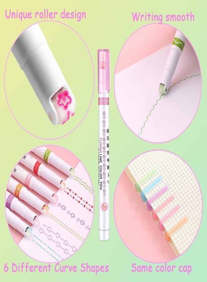 URBAN BOX Curve Highlighter Pen Set, Highlighters Flownwing Flair Pens That Make Designs,6 Color Curve Highlighter Pen Journal Planner Pens For Art Office School Supplies - Image 3