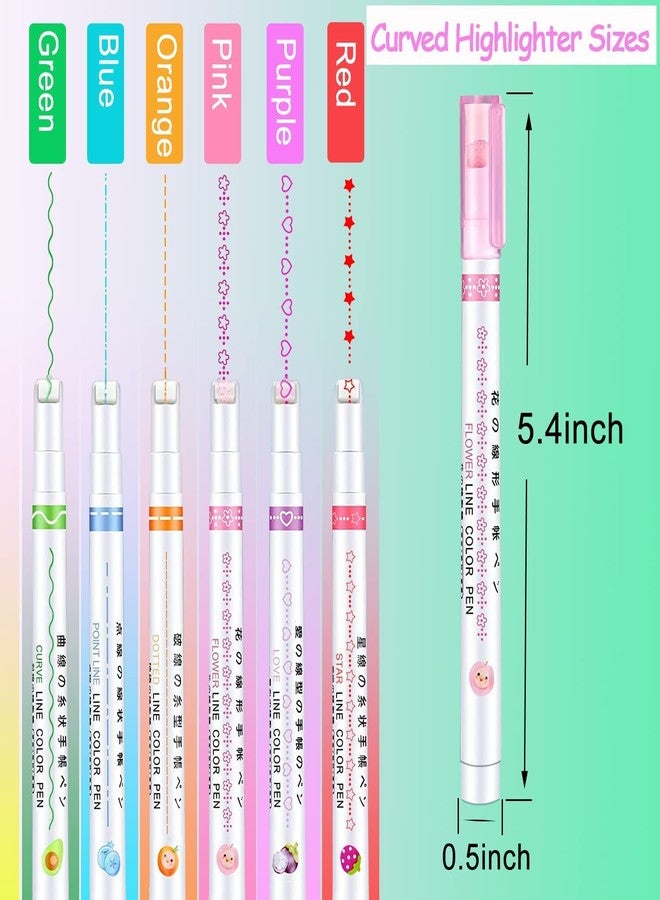 URBAN BOX Curve Highlighter Pen Set, Highlighters Flownwing Flair Pens That Make Designs,6 Color Curve Highlighter Pen Journal Planner Pens For Art Office School Supplies - Image 2