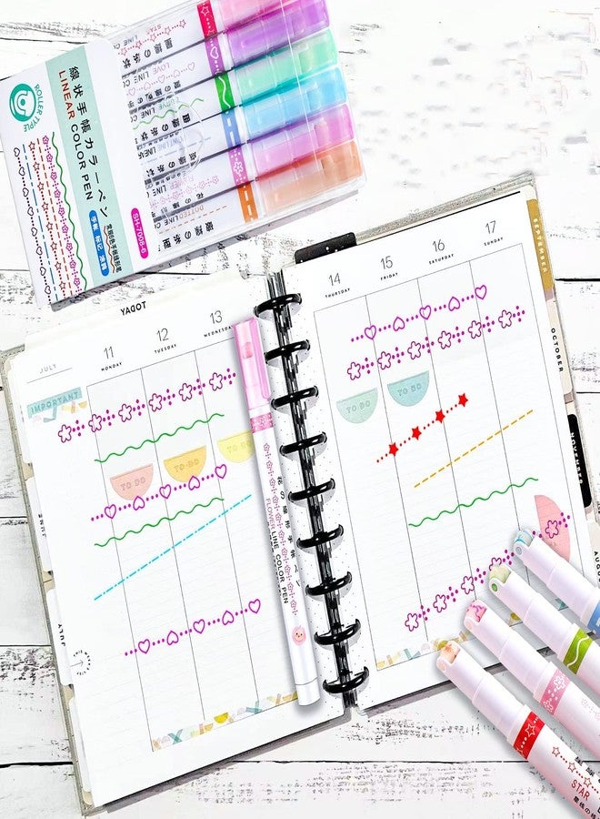 URBAN BOX Curve Highlighter Pen Set, Highlighters Flownwing Flair Pens That Make Designs,6 Color Curve Highlighter Pen Journal Planner Pens For Art Office School Supplies - Image 5