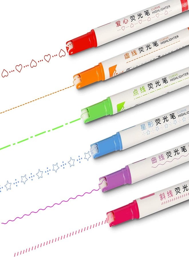 URBAN BOX Curve Highlighter Pen Set, Highlighters Flownwing Flair Pens That Make Designs,6 Color Curve Highlighter Pen Journal Planner Pens For Art Office School Supplies - Image 1