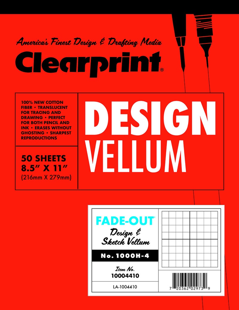 Clearprint دفتر تصميم فلام 1000H بحجم 8-1/2" × 11" مع شبكة 4x4 مطبوعة، 16 رطل، 100% قطن، 50 ورقة، 1 كل - Image 3