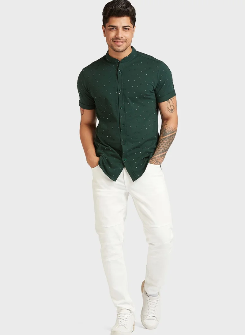 Iconic Speckled Print Slim Fit Shirt