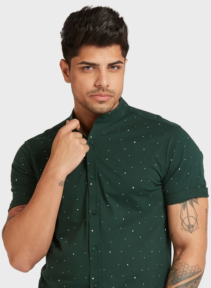 Iconic Speckled Print Slim Fit Shirt