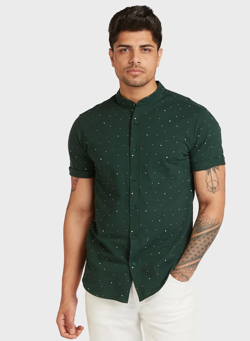Iconic Speckled Print Slim Fit Shirt