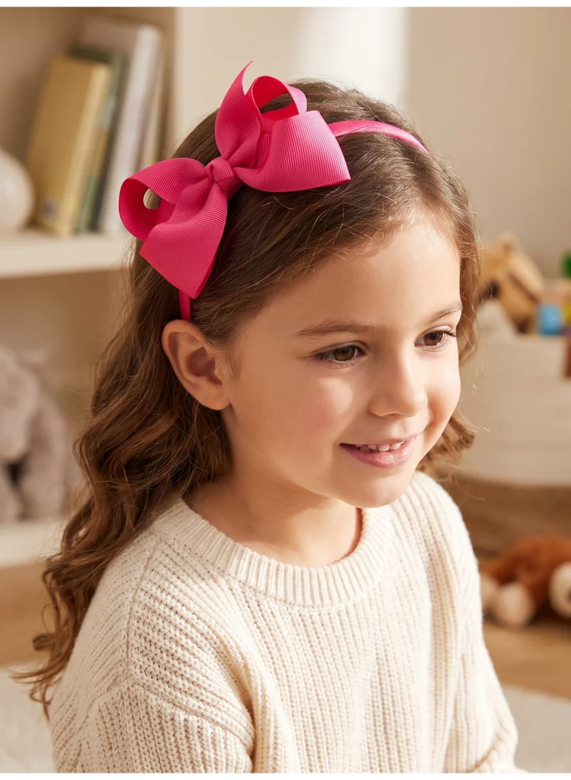 Lion Llama Bold Colours Kids Girls Cute Bowknot Headband, Handmade Cloth Twisted Bow Hairband for Children, Soft Sweet Style Hair Accessory -Bold colors (4 piece set) for Women | Best Price UAE