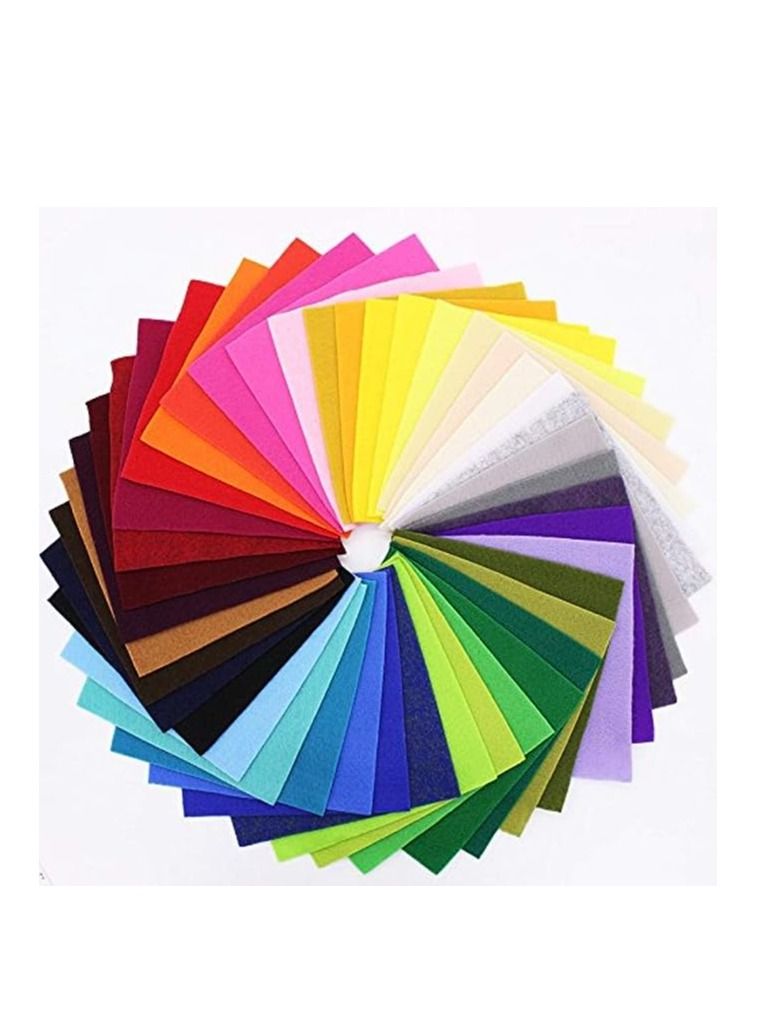 Terabyte Felt Fabric Sheets, Arts Crafts Assorted Colors Squares Textile Fabrics DIY Craftwork for Flowers Coasters Jewelry Stickers 40pcs - Image 1