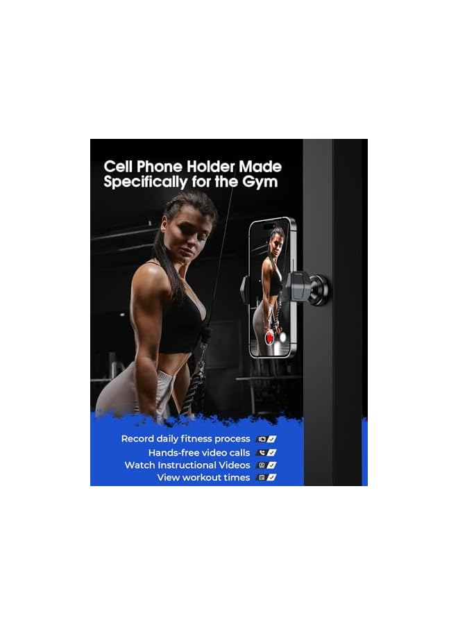 S-TOP Gym Magnetic Phone Holder, 360° Rotatable N55 Magnet for 4-7 Inch Smartphones, Strong Magnetic Phone Holder Attach to Metal Surface, Included Adhesive Magnetic Plate - Image 2