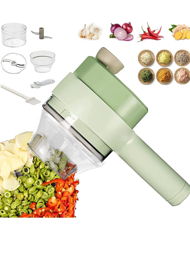 4 in 1 Portable Electric Vegetable Cutter Set,Gatling Vegetable Chopper Mini Wireless Food Processor,Garlic Chili Onion Celery Ginger Meat Garlic Chopper with Brush  - Image 1