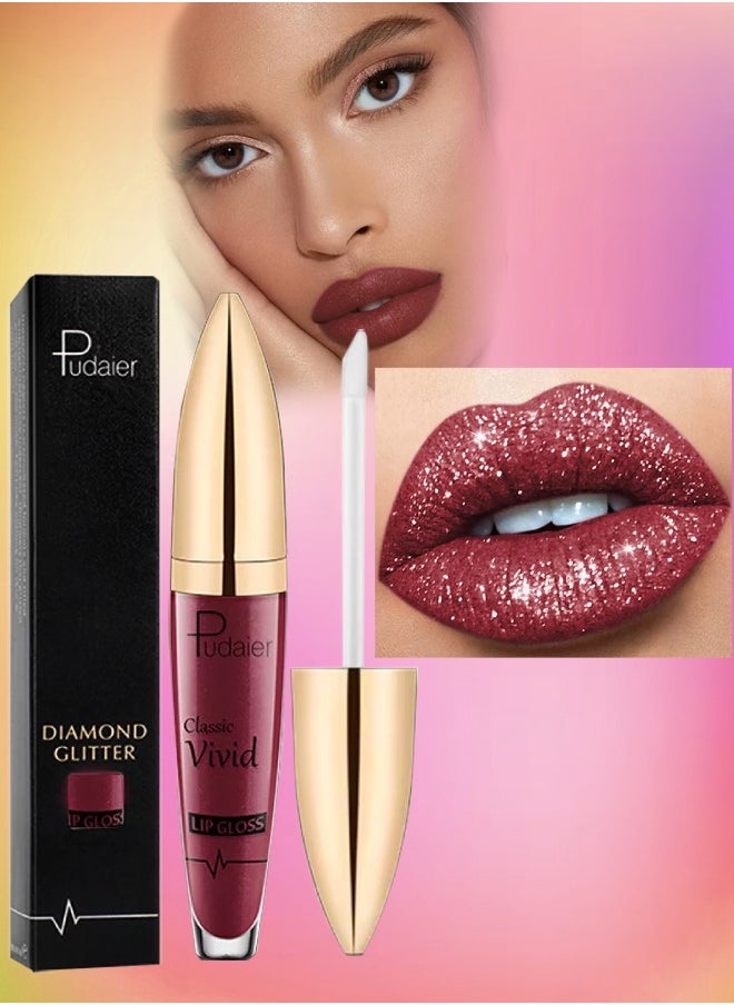 pudaier - Diamond Glitter Shiny Matte Lipstick Glitter Liquid Lip Gloss Sparkling High Pigment Waterproof Long Lasting Lipstick Bold Shimmer Lip Glaze Lip Waterproof Lip Liner and Lipstick 16 - Image 1