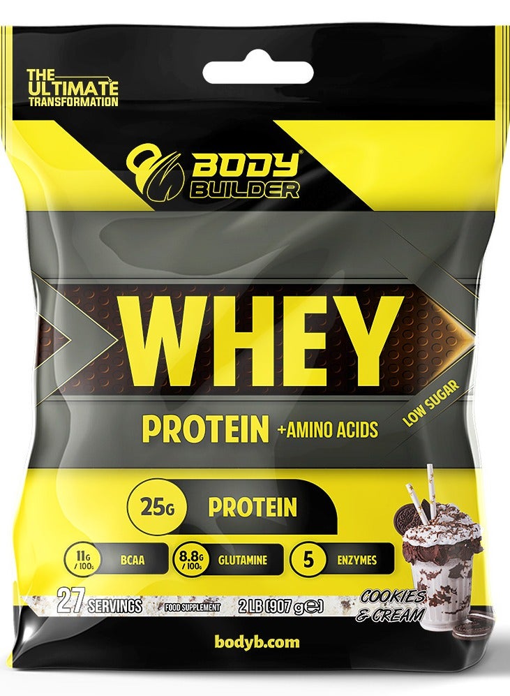Body Builder Body Builder 100% whey protein - 2lb, Elite Whey Protein Blend for Optimal Muscle Growth and Recovery, Rich in BCAAs, Glutamine and Digestive Enzymes, perfect post workout fuel - Cookies and Cream - Image 3