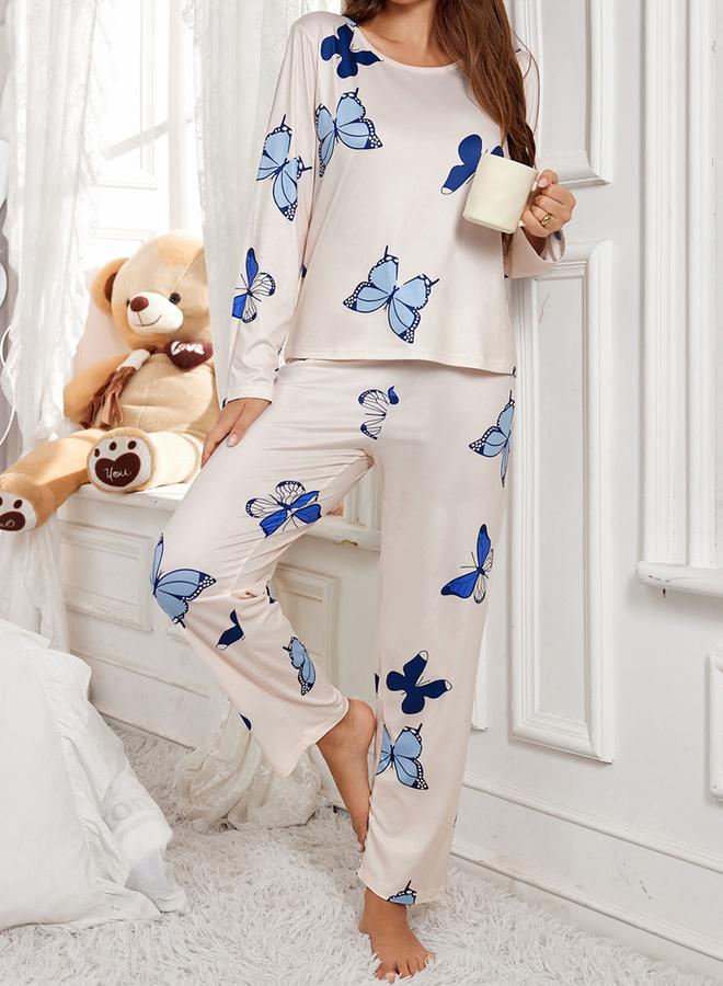 Take Two Butterfly Print Long Sleeve T-Shirt and Pyjama Set - Image 4