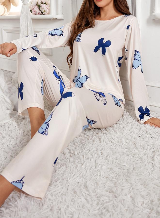 Take Two Butterfly Print Long Sleeve T-Shirt and Pyjama Set - Image 3