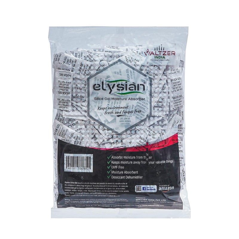 Elysian Silica Gel Pouch 5 gram Pouch WhiteDesiccantMoisture Absorbent 5Gram X 10Pcs aprox 50 Gram Moisture Absorber for Room Wardrobe Camera and Lenses to Avoid Moisture and Fungus - Image 1