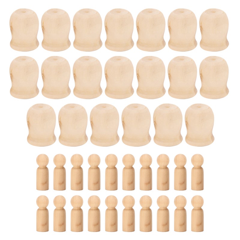 Wooden Pegs 20-Piece Set Smooth Unpainted Nesting Dolls - Natural Wood DIY Crafts for Color Painting Carving Projects for Children Hands-On Skills - Image 5