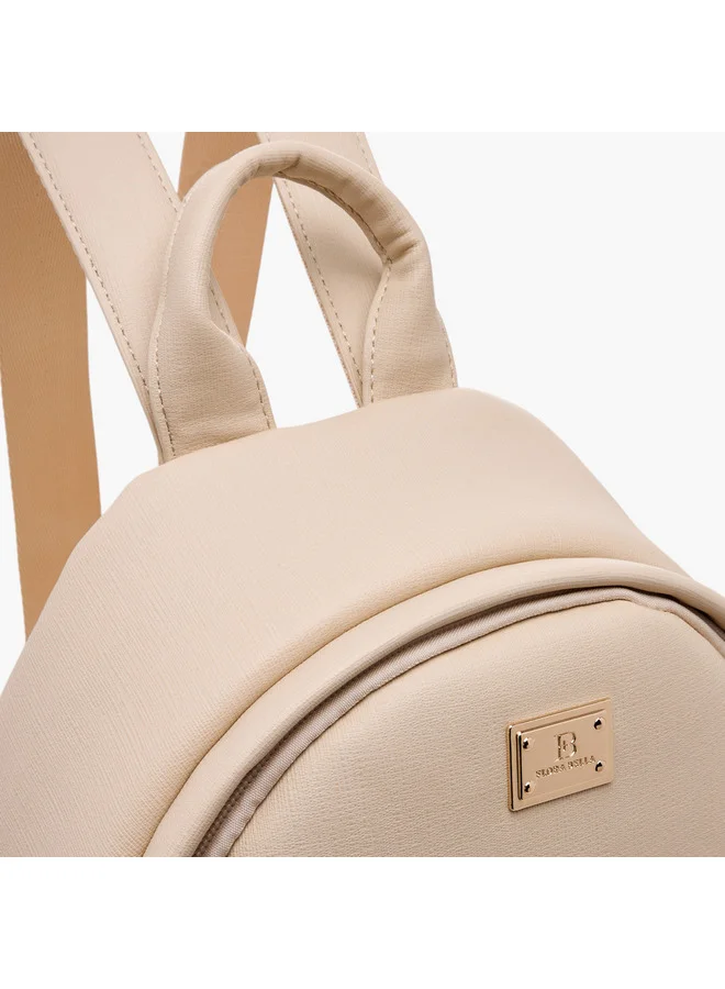Flora Bella By Shoexpress Women Solid Backpack with Adjustable Straps and Zip Closure - 14x27x32 cm