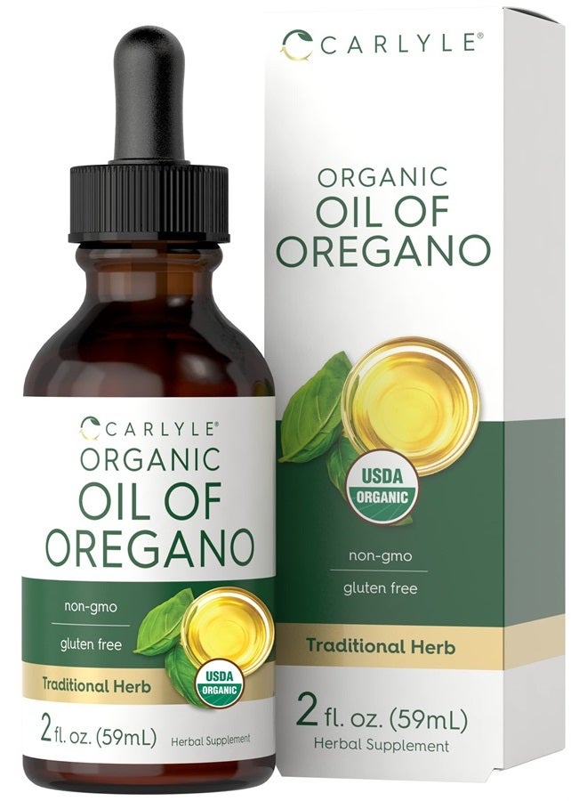 Carlyle زيت الأوريجانو العضوي | 2 أونصة سائلة | نباتي، معتمد من وزارة الزراعة الأمريكية | قطرات خالية من الكائنات المعدلة وراثيًا وخالية من الجلوتين - Image 1