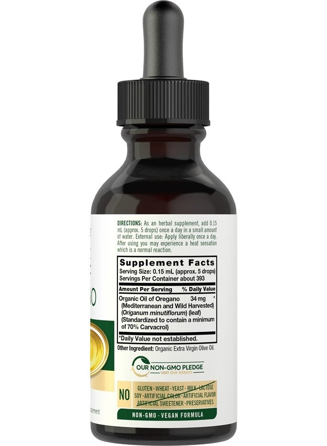 Carlyle زيت الأوريجانو العضوي | 2 أونصة سائلة | نباتي، معتمد من وزارة الزراعة الأمريكية | قطرات خالية من الكائنات المعدلة وراثيًا وخالية من الجلوتين - Image 2