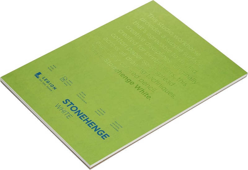 Stonehenge 100 Cotton Medium Weight Pad White 11 x 14 inches 250gsm 15 Sheets for Dry Media