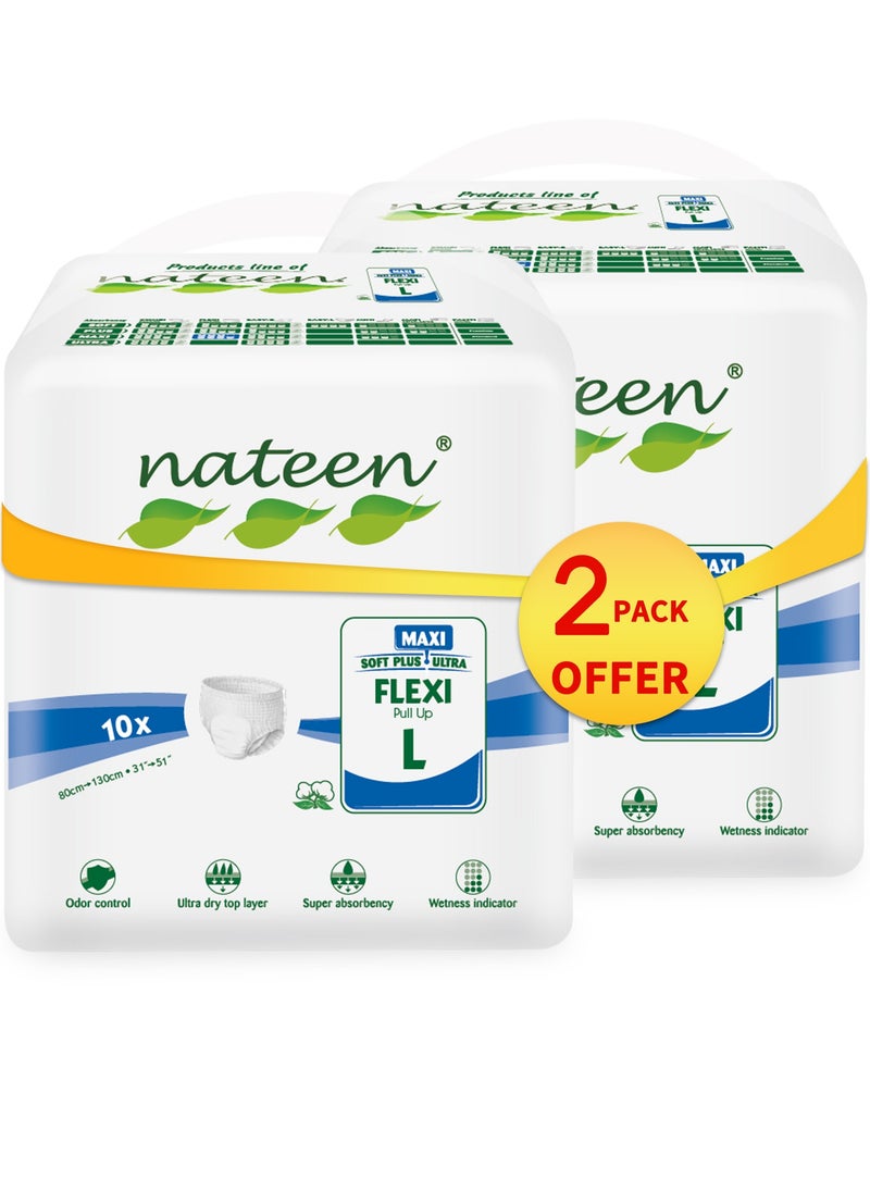 nateen Flexi Maxi Adult Diapers Pants,Incontinence Night Time Pull Up,Large,Waist Size 110-170cm,20 Count Adult Pull Ups,Superior Comfort,Excellent Combination of Protection.  - Image 1