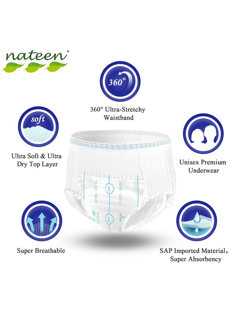 nateen Flexi Maxi Adult Diapers Pants,Incontinence Night Time Pull Up,Large,Waist Size 110-170cm,20 Count Adult Pull Ups,Superior Comfort,Excellent Combination of Protection.  - Image 3
