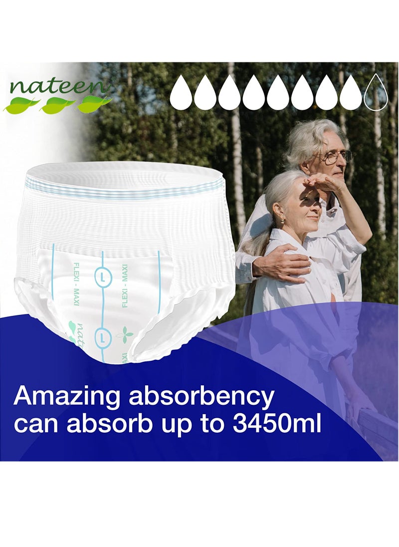 nateen Flexi Maxi Adult Diapers Pants,Incontinence Night Time Pull Up,Large,Waist Size 110-170cm,20 Count Adult Pull Ups,Superior Comfort,Excellent Combination of Protection.  - Image 4