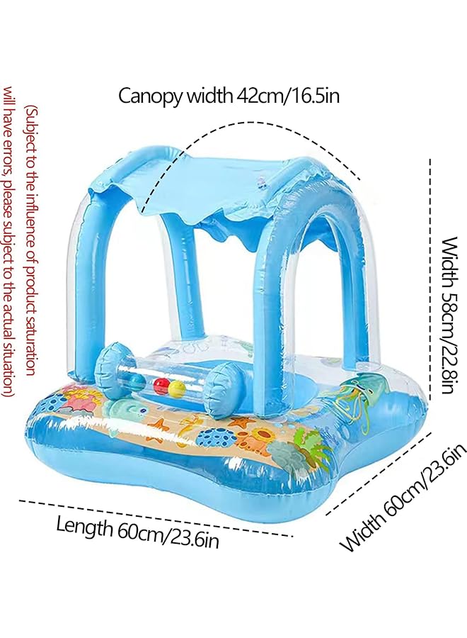 لينجي عوامة سباحة للأطفال مع مظلة وحلقة سباحة ومساعد تدريب على السباحة للأطفال الصغار من عمر 3 إلى 36 شهرًا - Image 4