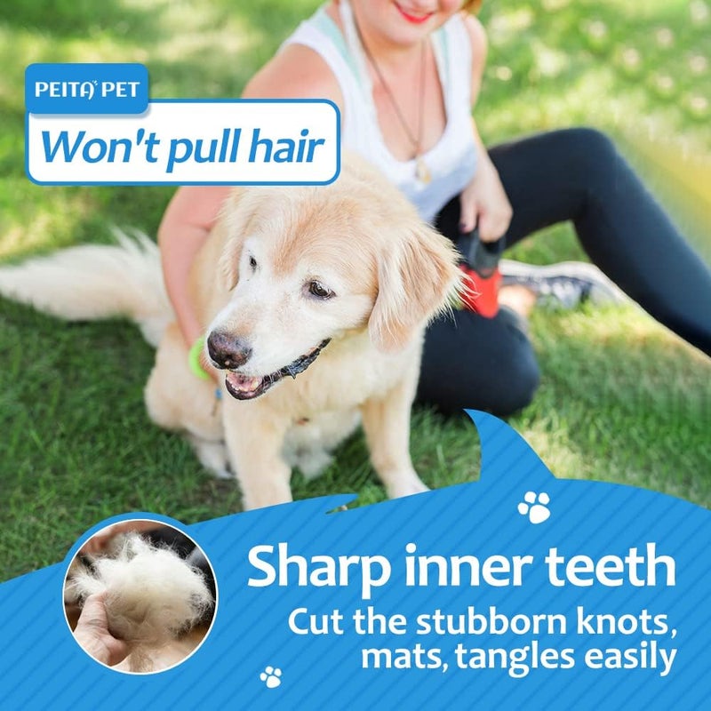 EXOMOON Pet Grooming Brush for Dogs/Cats, 2 in 1 Deshedding Tool & Undercoat Rake Dematting Comb for Mats & Tangles Removing, Reduces Shedding Great for Short (Pack Of 1) - Image 5