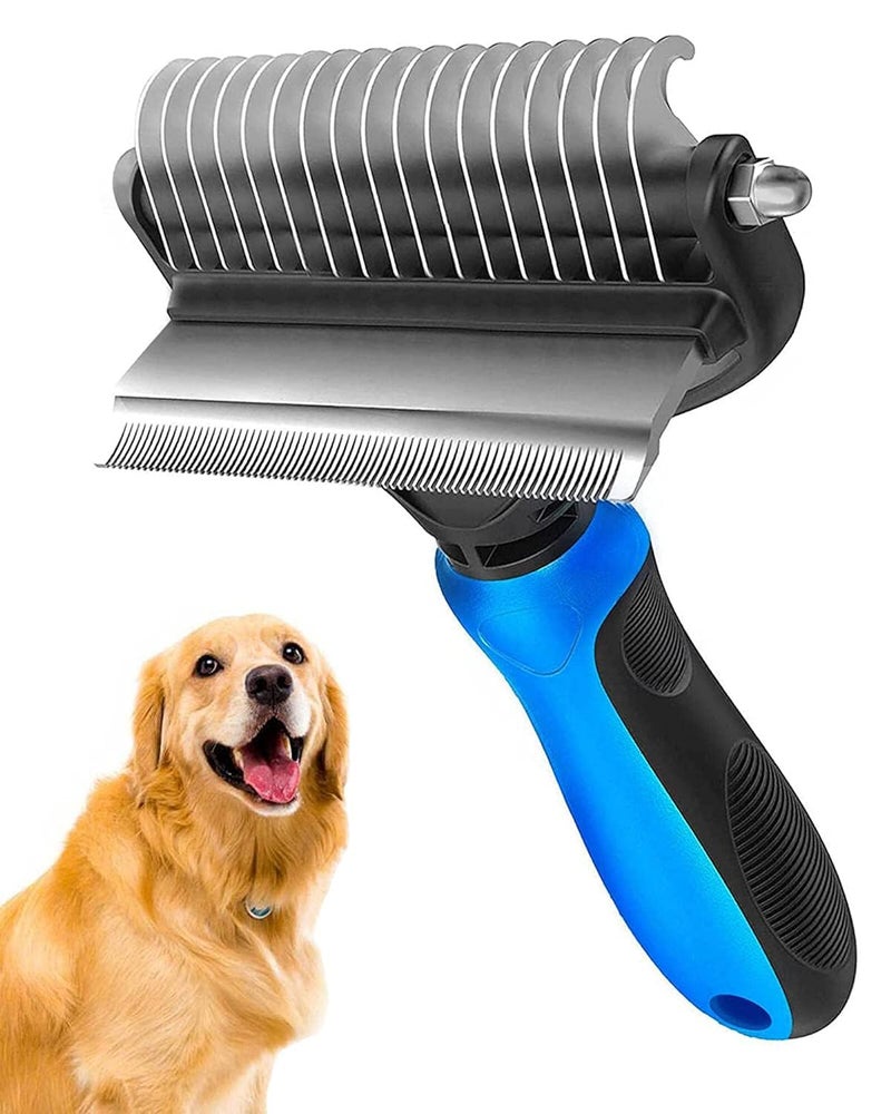 EXOMOON Pet Grooming Brush for Dogs/Cats, 2 in 1 Deshedding Tool & Undercoat Rake Dematting Comb for Mats & Tangles Removing, Reduces Shedding Great for Short (Pack Of 1) - Image 1
