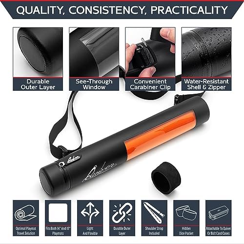 Quiver Time Black XL Orion Playmat Tube  TCG Playmat Tube Case with Waterproof Zipper Hidden Dice Pocket Adjustable Removable Shoulder Strap SeeThrough Window Fits 14 and 15 playmats - Image 5